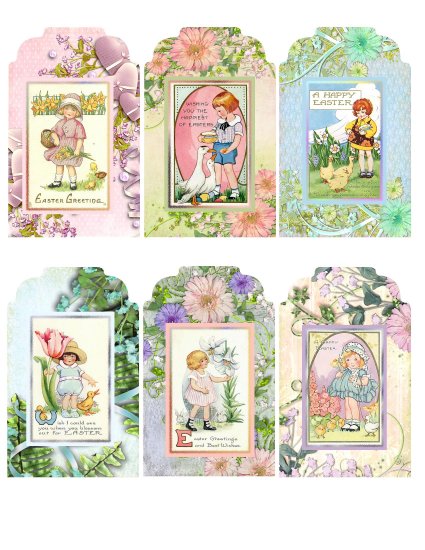 Vintage Easter Children Tags - Digital Download ONLY