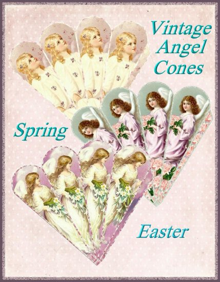 Vintage Easter Angel Cone Ornaments - Digital Download ONLY