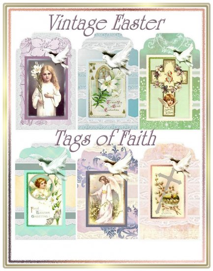 Altered Art Vintage Easter Tags of Faith - Digital Download ONLY