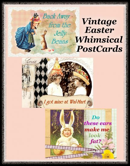 Vintage Easter Whimsical PostCard Project with Directions DIGITAL DOWNLOAD ONLY