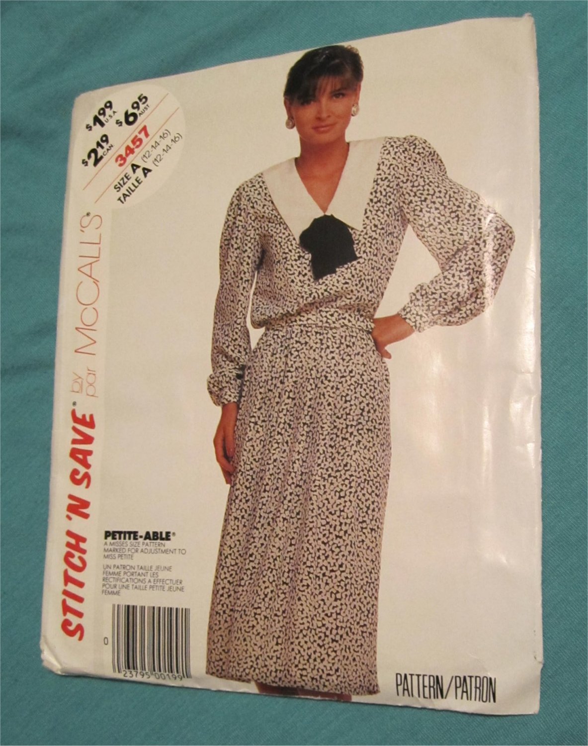 McCalls Sewing pattern 3457 Pullover Dress Bow tie and Belt Size 12-14