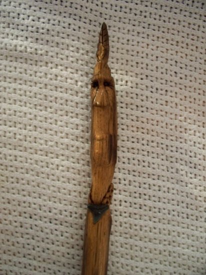 Vintage Wood Walking Stick-Hand Carved- Sharky Longchin