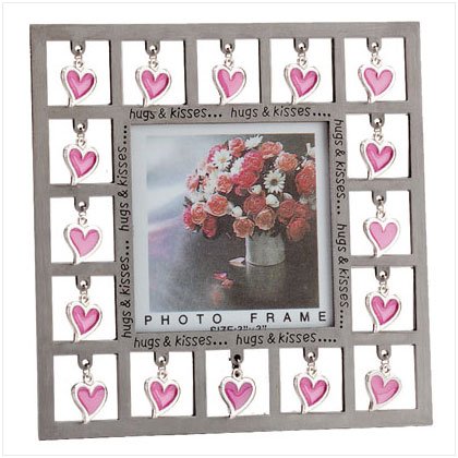 3X3 PEWTER FRAME-HUGS & KISSES