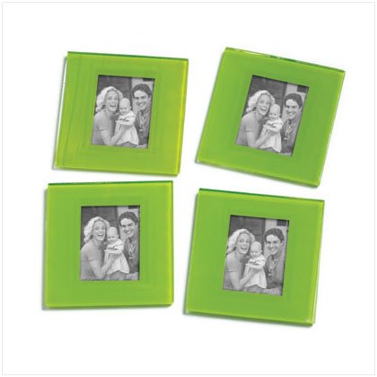 Green Photo Frame Coasters - 4 Pc
