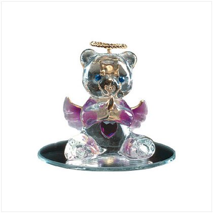 Feb Glass Angel Bear with Heart 35068
