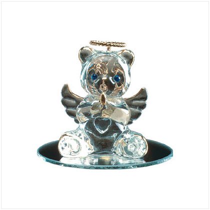 April Glass Angel Bear with Heart 35070