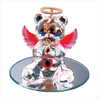 July Glass Angel Bear with Heart 35073