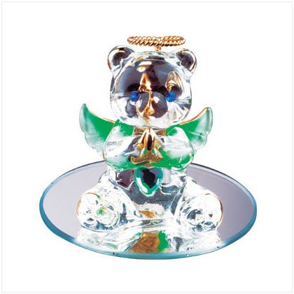 Aug Glass Angel Bear with Heart 35074