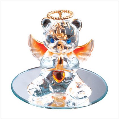Nov Glass Angel Bear with Heart 35077