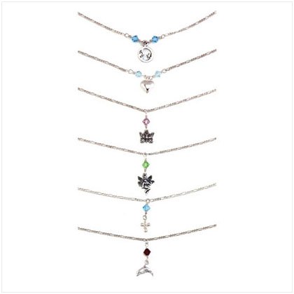 PK6 S.S./CRYSTAL PENADNT ANKLET 34009