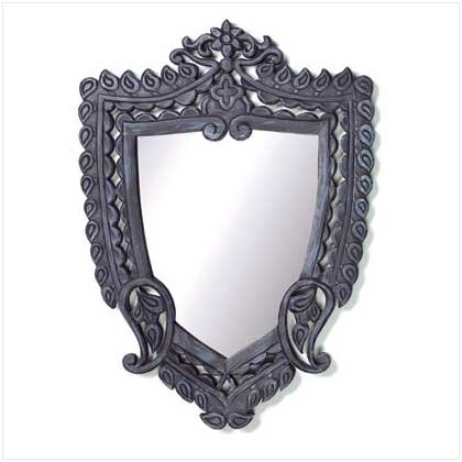 Wood Carved Shield Wall Mirror 37860