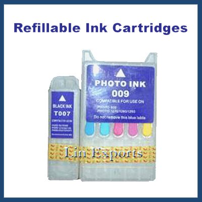Refillable Cartridges for Epson Stylus Photo 900 1270 1280 1290 (T007 T009) FREE S&H!