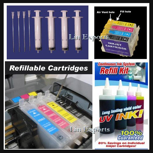 UV Ink Refillable Cartridges for Epson D68 D88 DX3800 DX3850 DX4200 DX4800 DX4850 FREE S&H!!