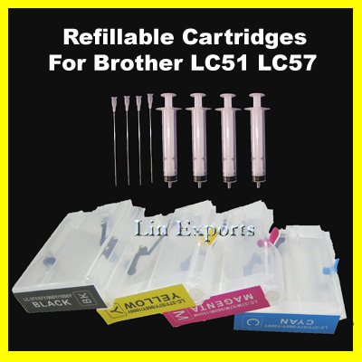 Refillable Cartridges for Brother LC10 LC37 LC51 LC57 LC960 LC970 LC1000 FREE S/H Worldwide!!!