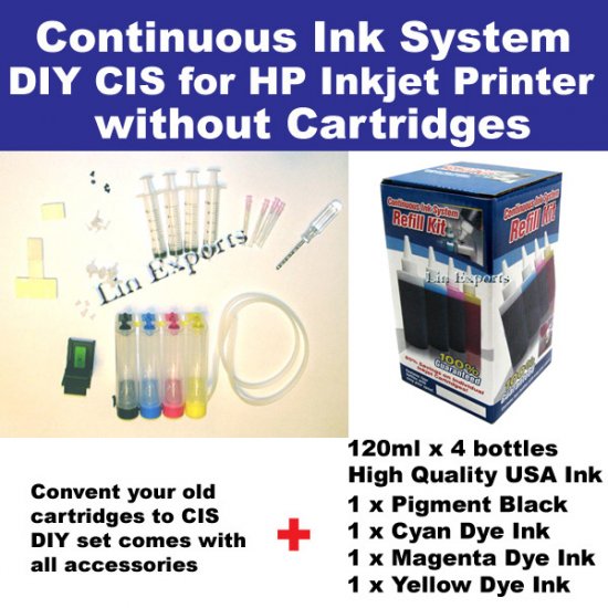 DIY Kit for CISS CIS Ink system HP 94 95, HP338 343 HP131 135 Pigment + Dye Ink Package -Free S&H!