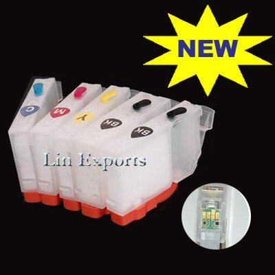 Refillable Cartridges for Canon Pixma MP620 PGI 220BK CLI 221 BK C M Y ARC chips Free S&H Worldwide!