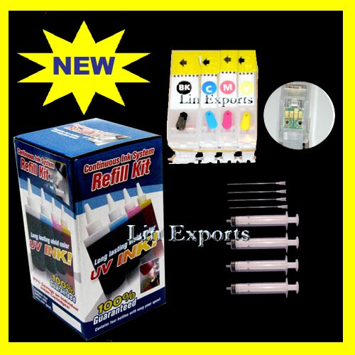 Pigment/UV Ink Refillable Cartridges for Canon Pixma ix4000 ARC Chips PGI-5BK CLI-8 C M Y FREE S&H!