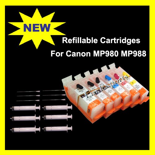 Refillable Cartridges for Canon MP980 MP988 MP990 MP998 CLI-521 CLI-221 FREE SHIPPING WORLDWIDE!!!