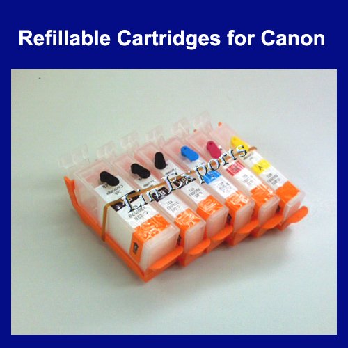 Refillable Cartridges for Canon PGI-525 K, CLI-526 K C M Y GY - Free S/H Worldwide!!!