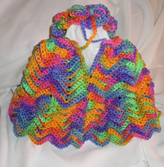 BABY PONCHO WITH MATCHING HEADBAND HANDMADE CROCHET CROCHETED