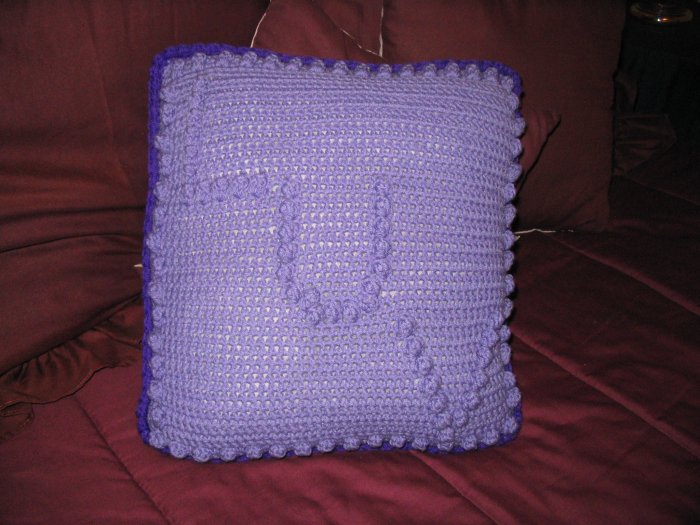 PURPLE "LUV" PILLOW POLYFIL HANDMADE CROCHET CROCHETED