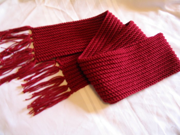 BURGUNDY WINTER SCARF HANDMADE CROCHET CROCHETED