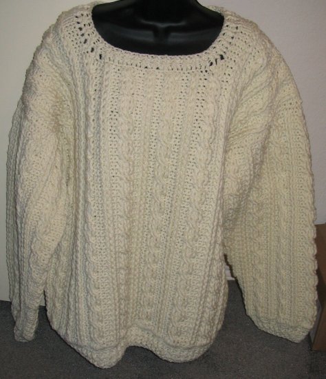 SHETLAND BRAID PULLOVER SWEATER HANDMADE CROCHET CROCHETED