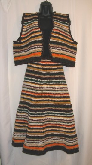 GYPSY BOLERO AND SKIRT SET HANDMADE CROCHET CROCHETED