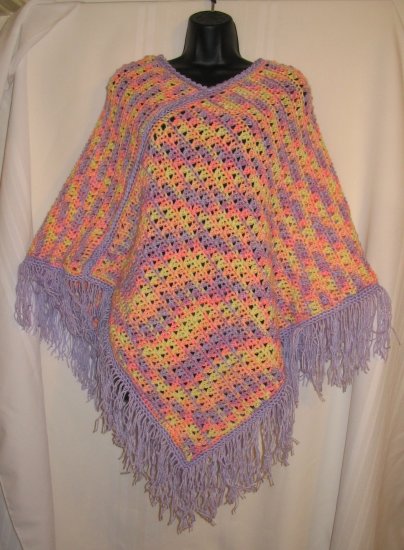 WOMEN'S PONCHO HANDMADE CROCHET CROCHETED IN BABY SOFT YARN