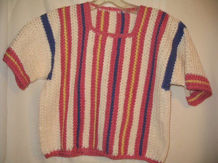 LADIES CHOP TOP HANDMADE CROCHET CROCHETED IN FRUIT SORBET