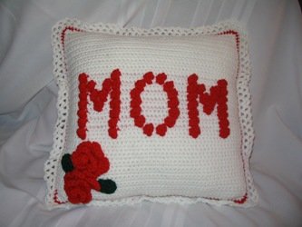 MOTHER'S DAY ROSE PILLOW HANDMADE CROCHET CROCHETED
