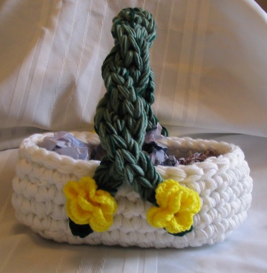 DECORATIVE HANDMADE BASKET CROCHET CROCHETED