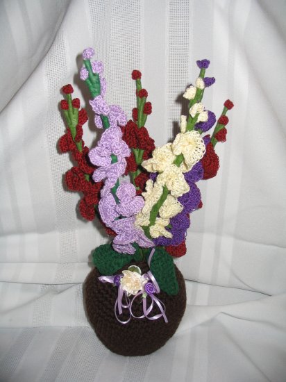 DECORATIVE FLOWER FLORAL ARRANGEMENT HANDMADE CROCHET CROCHETED
