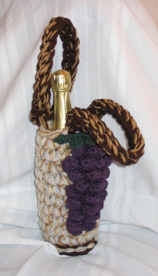 WINE CARRIER BASKET HANDMADE CROCHET CROCHETED