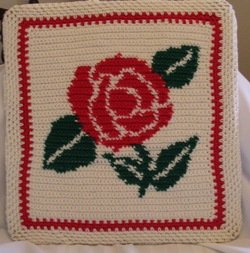 WALL PICTURE HANDMADE CROCHET CROCHETED ROSE