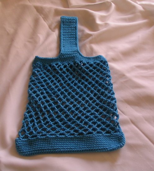 MESH STYLE CROCHETED BAG HANDMADE CROCHET IN HOT BLUE