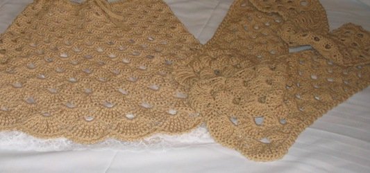 SHELL SKIRT W/MATCHING SCARF HANDMADE CROCHET CROCHETED