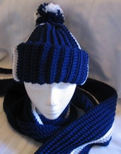 DALLAS COWBOY'S HAT & SCARF SET HANDMADE CROCHET CROCHETED