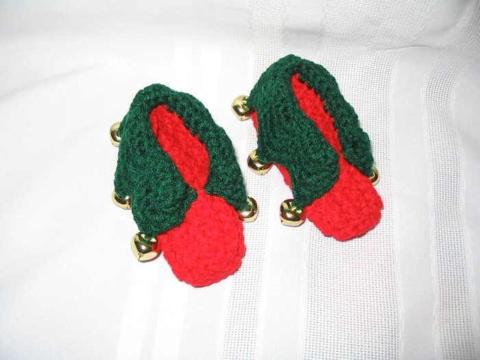 HANDMADE CROCHET CROCHETED ELF SLIPPERS FOR CHRISTMAS