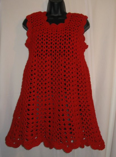 CHERRY RED CROCHETED DRESS