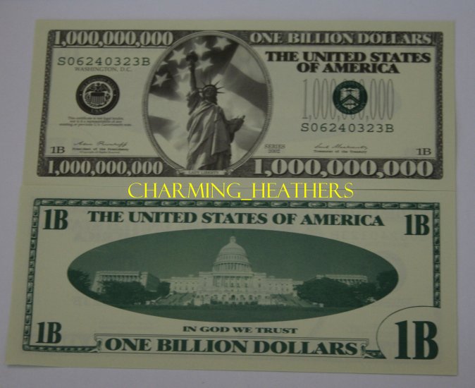1 BILLION DOLLAR BILL NOVELTY NOTE