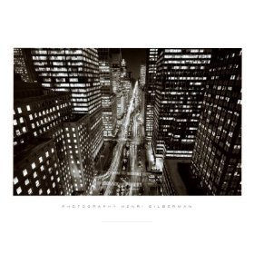 Park Avenue at Night, New York City Places Art Poster Print by Henri S