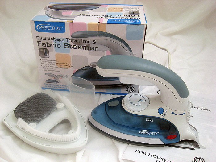 Perfection Dual Voltage Travel Iron and Fabric Steamer