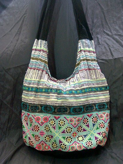 WHITE PATCHWORK GYPSY BOHO ETHNIC TRIBAL HEMP SHOULDER SLING BAG