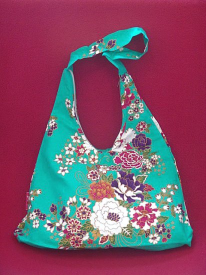 Green BOHO KIMONO FLORAL STRAP SHOULDER HANDBAG PURSE