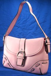 Laced Design Handbags with Buckled Strap & Rhinestone Buckle - Pink