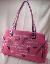 Large Cotton Microfiber Handbags with Metallic Color Trim and Glitter