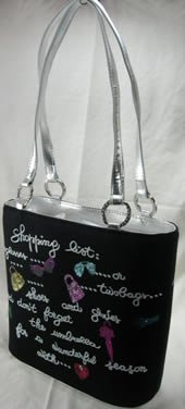 Bucket Style Cotton Microfiber Handbags with Metallic Color Trim and Glitter