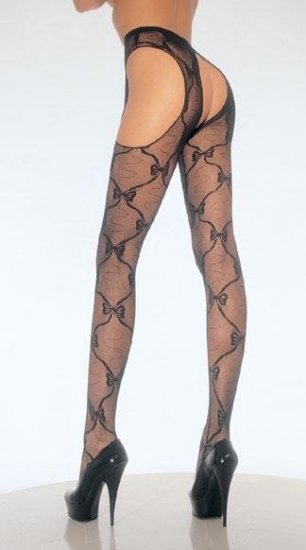 Bow Lace Suspender Pantyhose