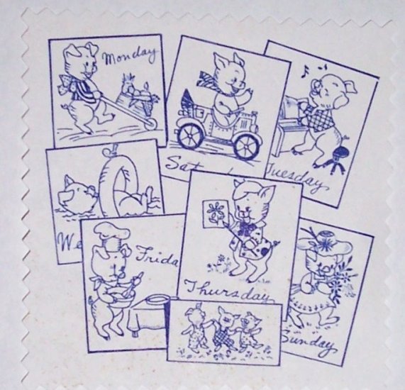 *Piggy* Days of the week tea towel stitch kit